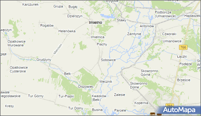 mapa Sobowice gmina Imielno, Sobowice gmina Imielno na mapie Targeo