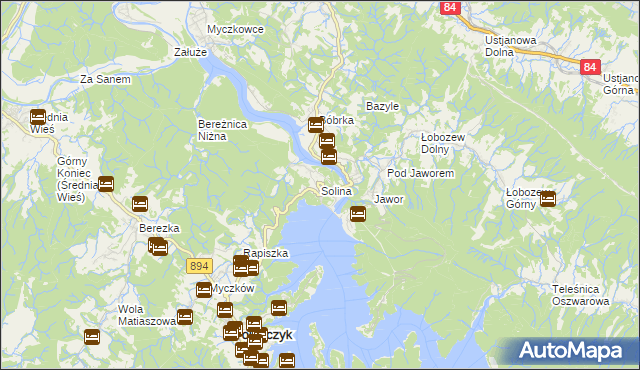 mapa Solina, Solina na mapie Targeo