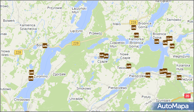 mapa Stare Czaple gmina Stężyca, Stare Czaple gmina Stężyca na mapie Targeo