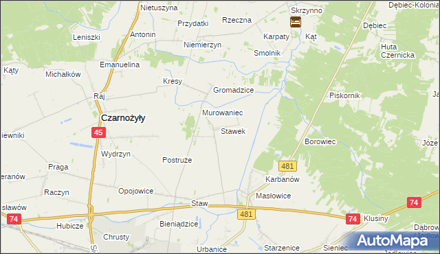 mapa Stawek gmina Czarnożyły, Stawek gmina Czarnożyły na mapie Targeo