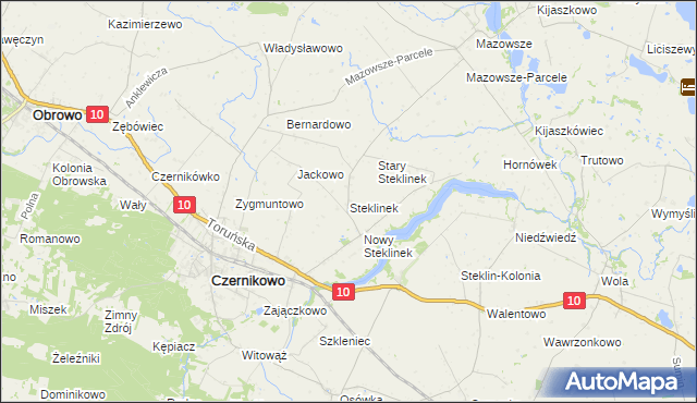 mapa Steklinek, Steklinek na mapie Targeo