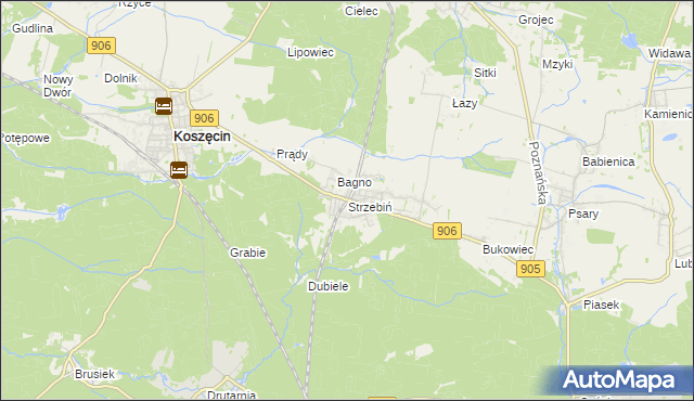 mapa Strzebiń, Strzebiń na mapie Targeo