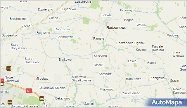 mapa Szczytno gmina Radzanowo, Szczytno gmina Radzanowo na mapie Targeo