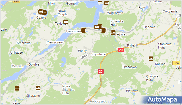 mapa Szymbark gmina Stężyca, Szymbark gmina Stężyca na mapie Targeo