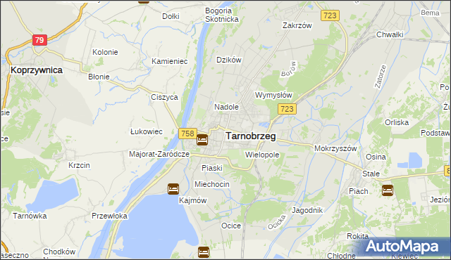 mapa Tarnobrzegu, Tarnobrzeg na mapie Targeo
