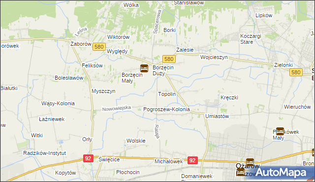 mapa Topolin gmina Stare Babice, Topolin gmina Stare Babice na mapie Targeo