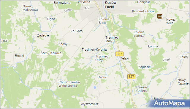 mapa Trzciniec Duży, Trzciniec Duży na mapie Targeo