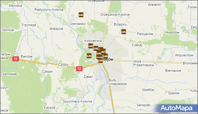 mapa Uniejów, Uniejów na mapie Targeo