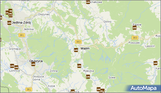 mapa Walim powiat wałbrzyski, Walim powiat wałbrzyski na mapie Targeo