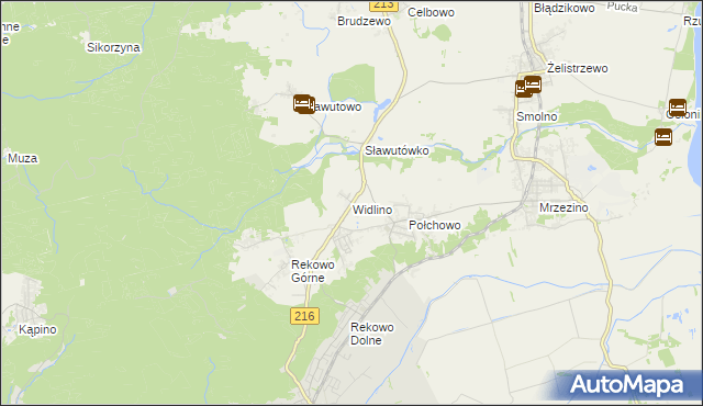 mapa Widlino gmina Puck, Widlino gmina Puck na mapie Targeo