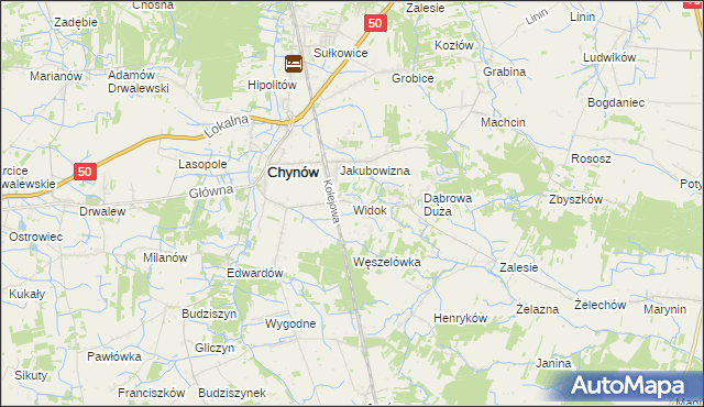 mapa Widok gmina Chynów, Widok gmina Chynów na mapie Targeo