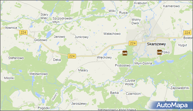 mapa Więckowy, Więckowy na mapie Targeo