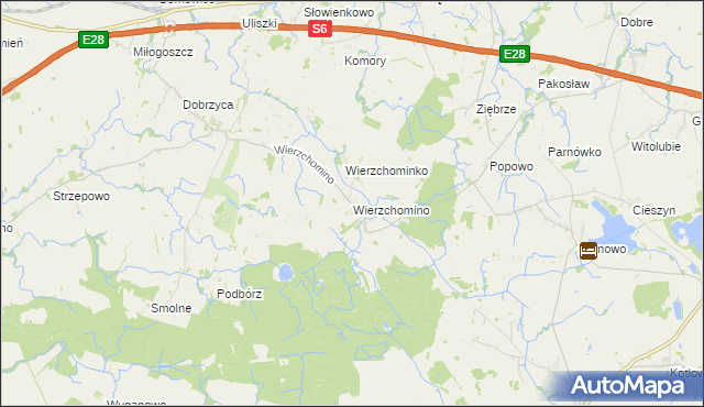 mapa Wierzchomino, Wierzchomino na mapie Targeo