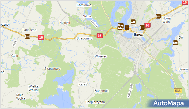 mapa Wikielec gmina Iława, Wikielec gmina Iława na mapie Targeo