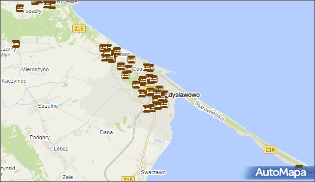 mapa Władysławowo powiat pucki, Władysławowo powiat pucki na mapie Targeo