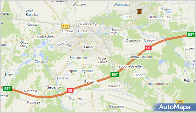 mapa Wola Łaska, Wola Łaska na mapie Targeo