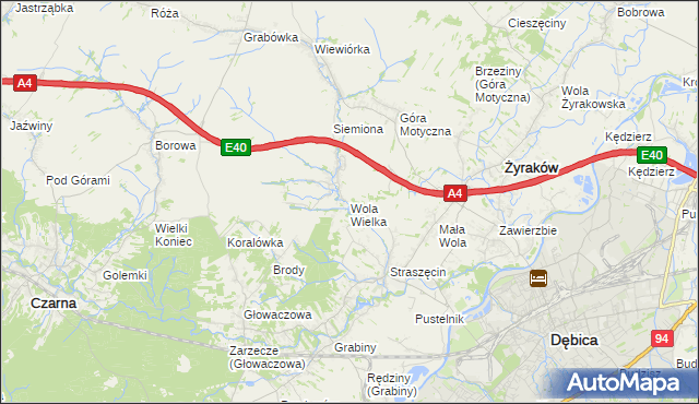 mapa Wola Wielka gmina Żyraków, Wola Wielka gmina Żyraków na mapie Targeo