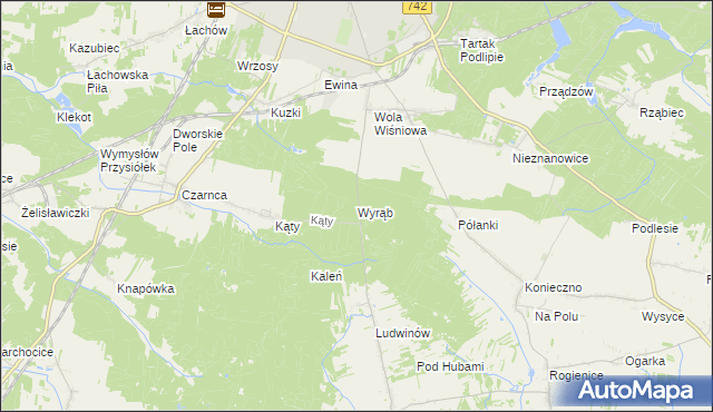 mapa Wyrąb gmina Włoszczowa, Wyrąb gmina Włoszczowa na mapie Targeo