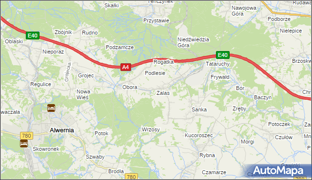 mapa Zalas gmina Krzeszowice, Zalas gmina Krzeszowice na mapie Targeo