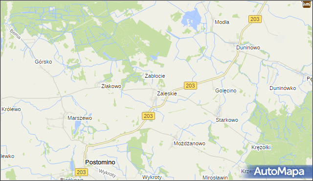 mapa Zaleskie gmina Ustka, Zaleskie gmina Ustka na mapie Targeo