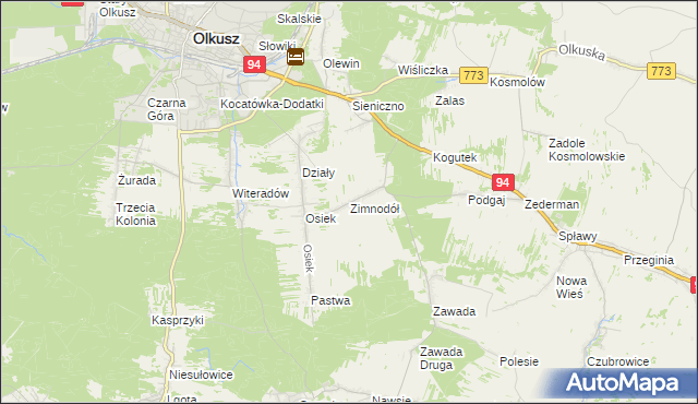 mapa Zimnodół, Zimnodół na mapie Targeo