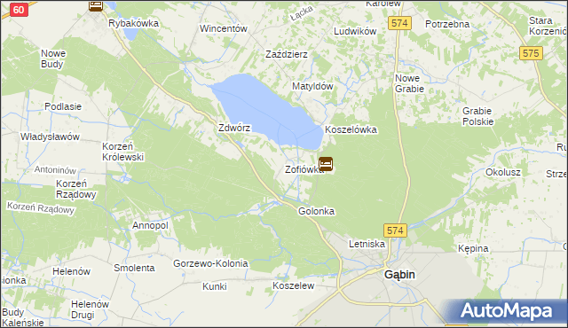 mapa Zofiówka gmina Łąck, Zofiówka gmina Łąck na mapie Targeo