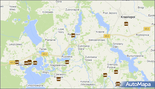 mapa Żubrówka Stara, Żubrówka Stara na mapie Targeo