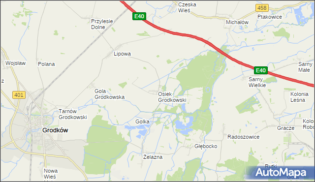 mapa Osiek Grodkowski, Osiek Grodkowski na mapie Targeo