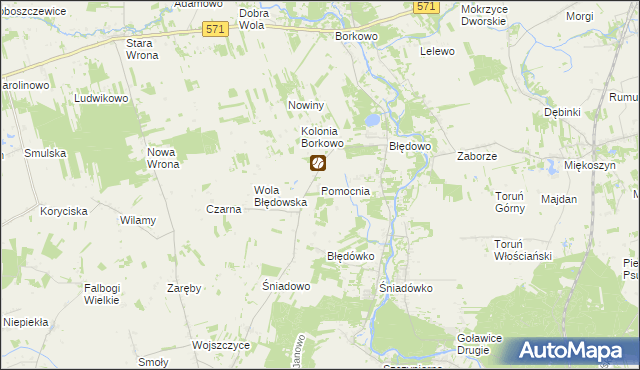 mapa Pomocnia gmina Pomiechówek, Pomocnia gmina Pomiechówek na mapie Targeo