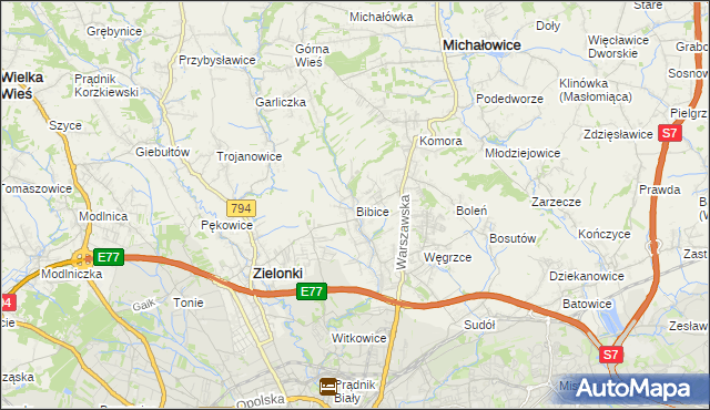 mapa Bibice, Bibice na mapie Targeo