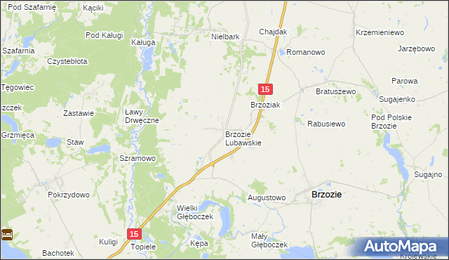 mapa Brzozie Lubawskie, Brzozie Lubawskie na mapie Targeo
