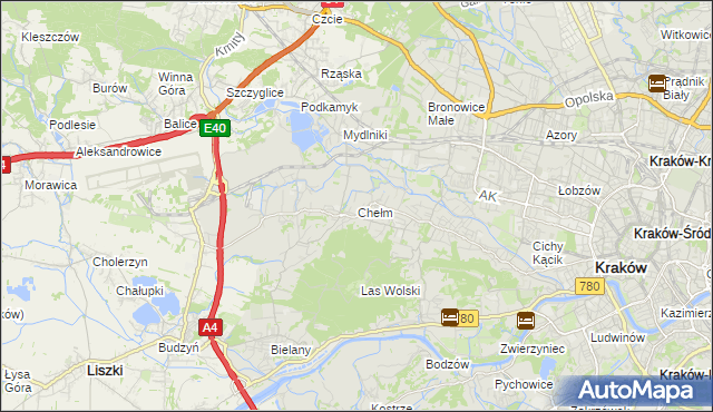 mapa Chełm gmina Kraków, Chełm gmina Kraków na mapie Targeo