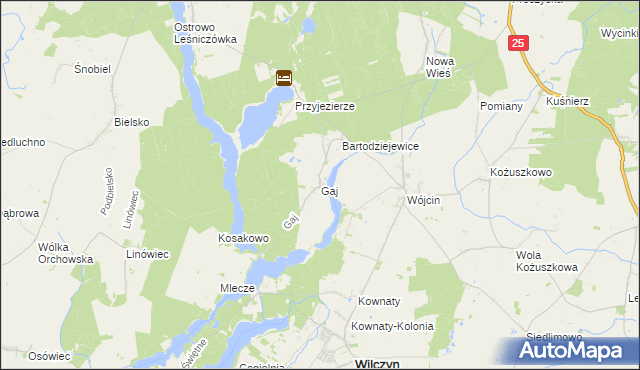 mapa Gaj gmina Jeziora Wielkie, Gaj gmina Jeziora Wielkie na mapie Targeo