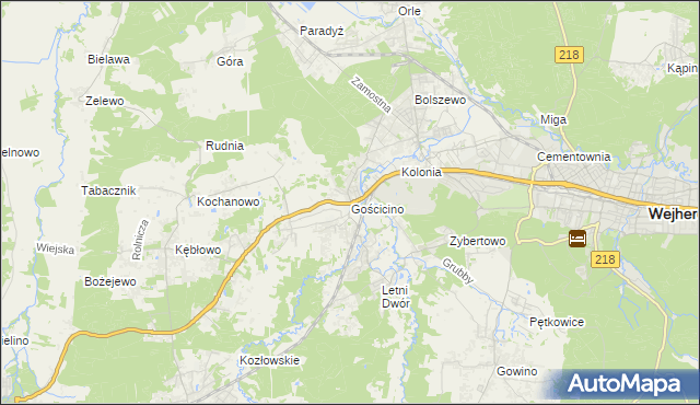 mapa Gościcino, Gościcino na mapie Targeo