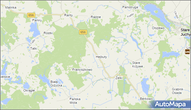 mapa Hejbuty, Hejbuty na mapie Targeo