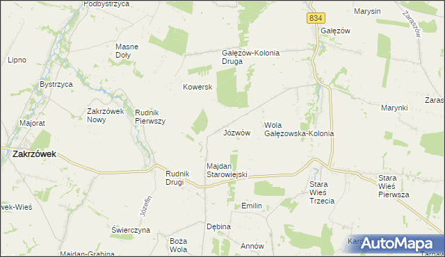 mapa Józwów, Józwów na mapie Targeo