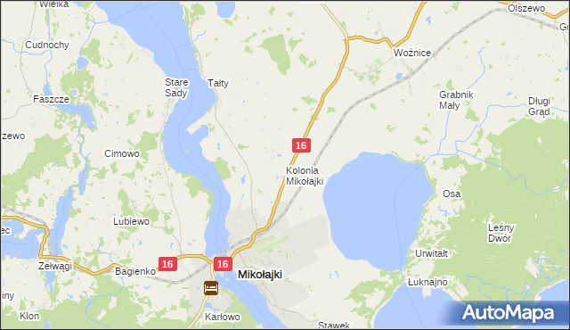 mapa Kolonia Mikołajki, Kolonia Mikołajki na mapie Targeo