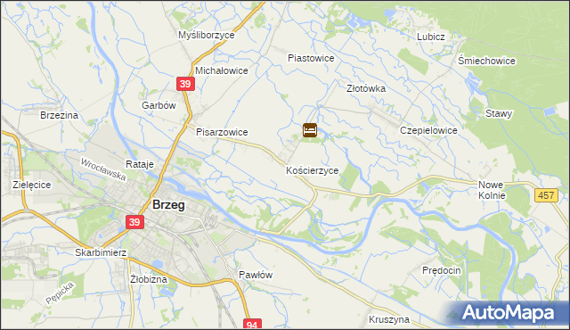 mapa Kościerzyce, Kościerzyce na mapie Targeo