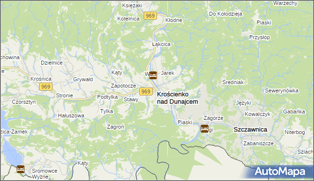 mapa Krościenko nad Dunajcem, Krościenko nad Dunajcem na mapie Targeo