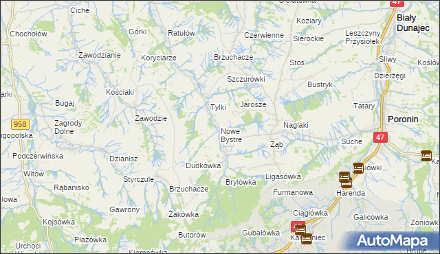 mapa Nowe Bystre, Nowe Bystre na mapie Targeo