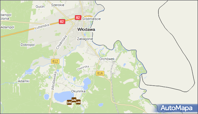 mapa Orchówek gmina Włodawa, Orchówek gmina Włodawa na mapie Targeo