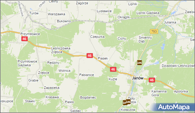 mapa Piasek gmina Janów, Piasek gmina Janów na mapie Targeo