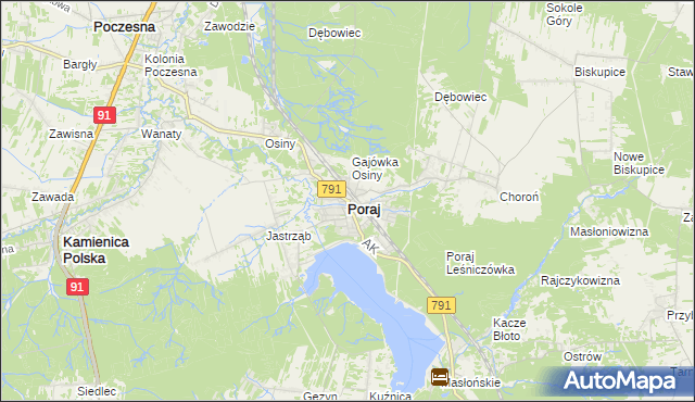 mapa Poraj powiat myszkowski, Poraj powiat myszkowski na mapie Targeo