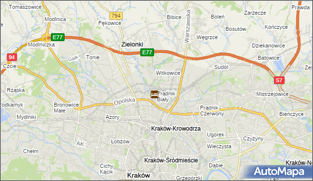 mapa Prądnik Biały, Prądnik Biały na mapie Targeo