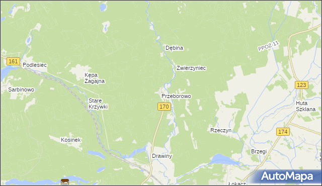 mapa Przeborowo, Przeborowo na mapie Targeo