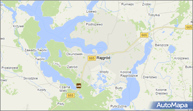 mapa Rajgród powiat grajewski, Rajgród powiat grajewski na mapie Targeo