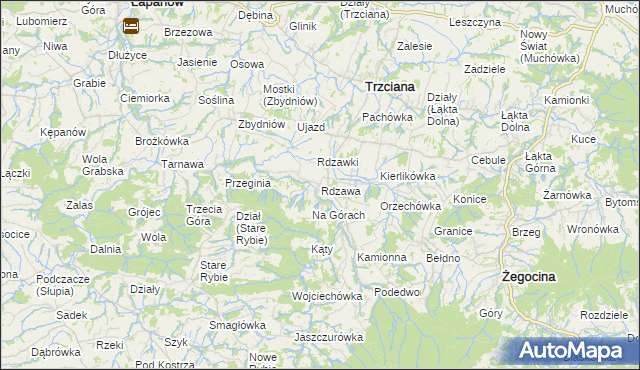 mapa Rdzawa, Rdzawa na mapie Targeo