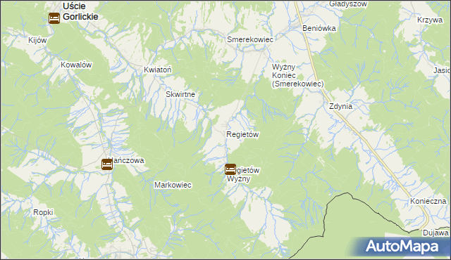 mapa Regietów, Regietów na mapie Targeo
