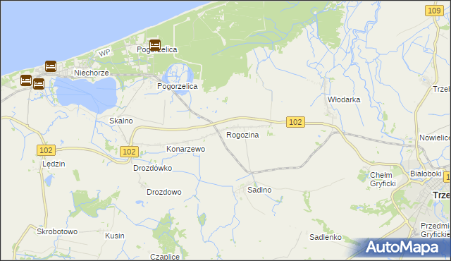 mapa Rogozina, Rogozina na mapie Targeo