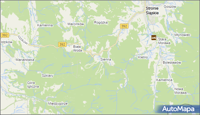 mapa Sienna gmina Stronie Śląskie, Sienna gmina Stronie Śląskie na mapie Targeo
